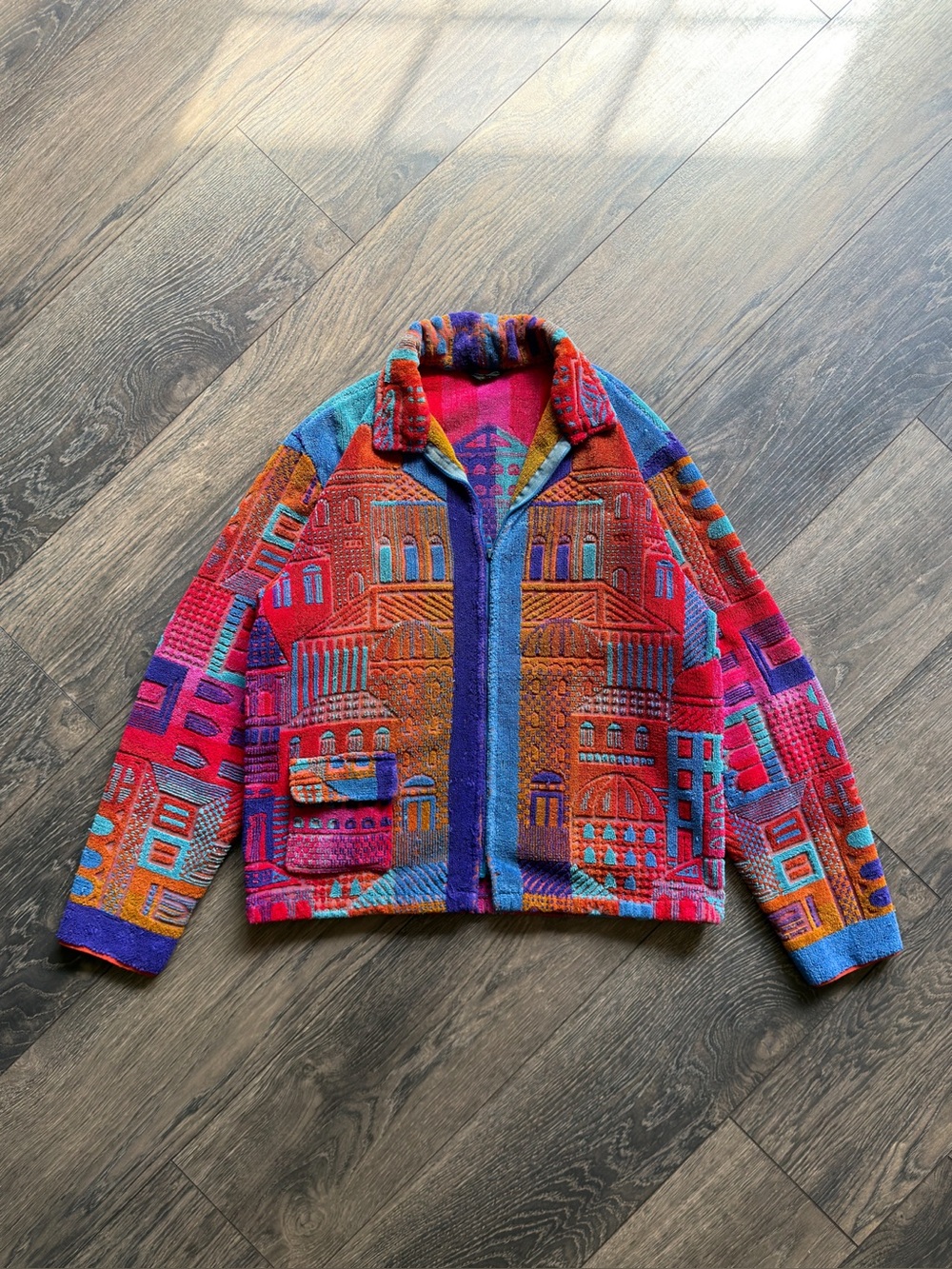1960s Silton California Men’s Medium Terry Cloth City Resort Jacket Scenic City